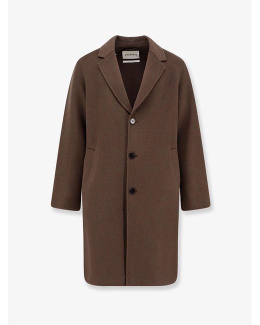 Amaranto Brown Outdoor Wool Coat for men
