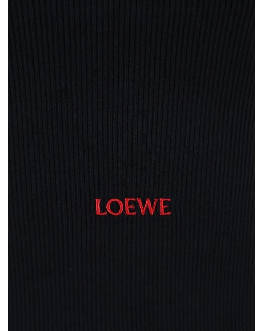 Loewe Black Cotton Tank Top With All-Over Logo Lettering Embroidery