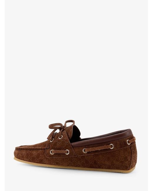 Gucci Brown Suede Loafers With All-Over Gg Logo