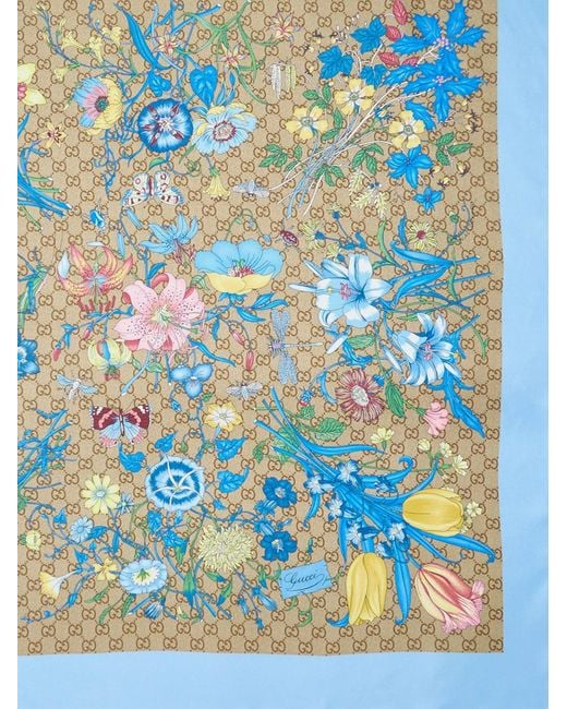 Gucci Blue Light Flora Silk Foulard