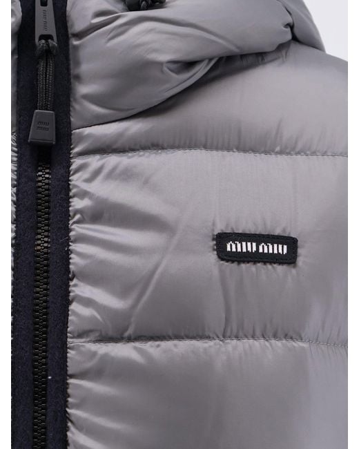 Miu Miu Gray Recycled Material Down Jacket