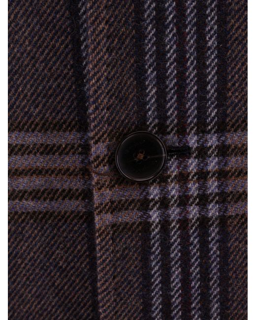 Etro Black Tartan Wool And Cashmere Coat for men