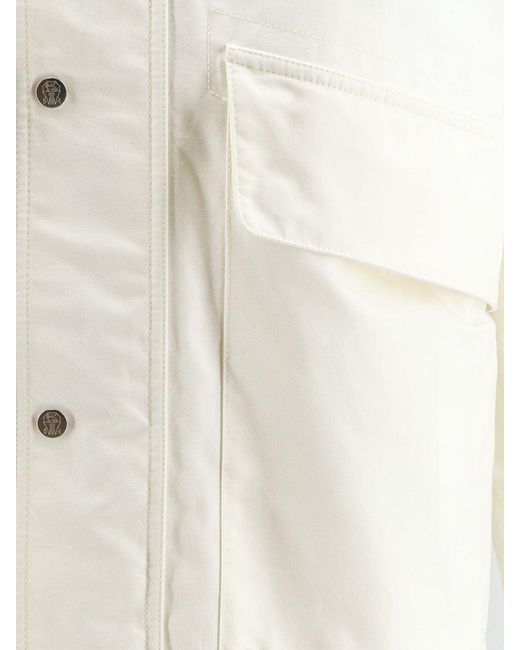 Brunello Cucinelli White Cotton And Nylon Blend Jacket for men