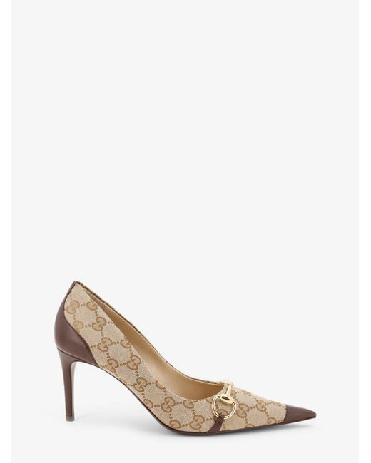 Gucci Natural Donna Gg Fabric Pumps