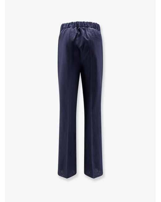 Hevò Blue Linen And Viscose Trousers for men