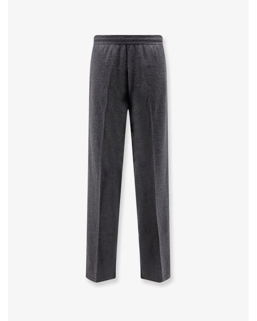 Gucci Blue Wool Leisure Trousers With Web Insert for men