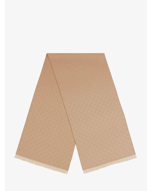 Gucci Natural Jacquard Wool Scarf With Gg Motif