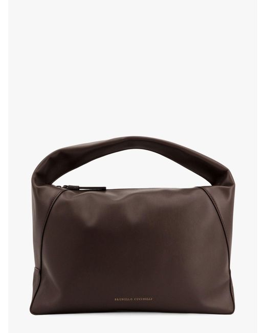 ショルダーバッグ・ポシェット BRUNELLO CUCINELLI Bc duo big hobo leather shoulder bag BC Duo hobo bag for Woman in Pine Cone Brown | Brunello