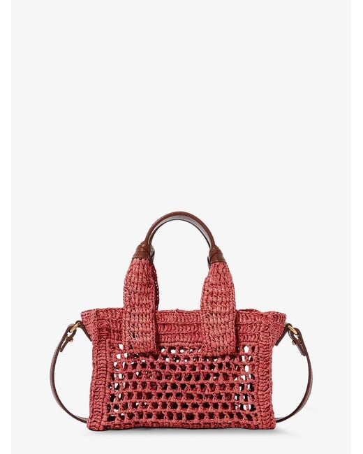 Chloé Red Summer Banana Raffia Crossbody Bag