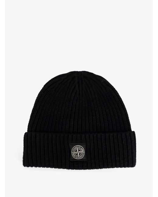 Beanie Virgin Wool Hat-Uomo di Stone Island in Black da Uomo