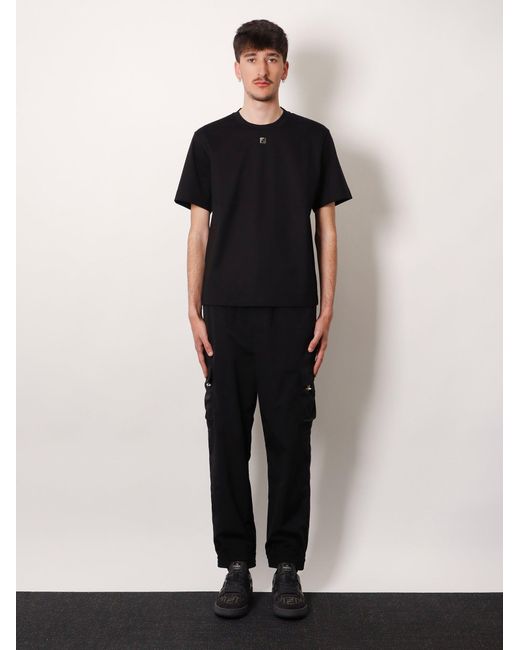 Fendi Black Cotton T-Shirt With Ff Detail for men