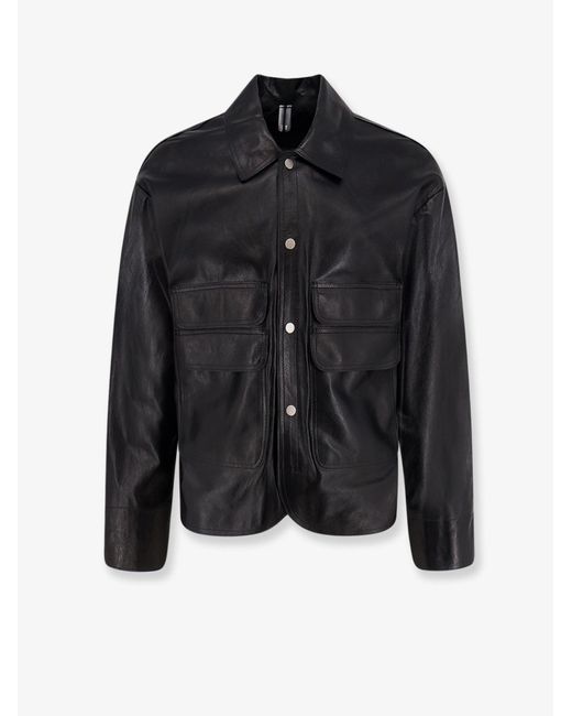 DFOUR® Black Leather Jacket for men