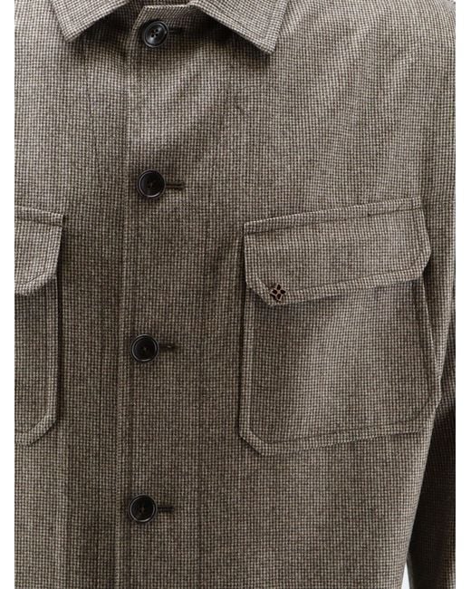 Tagliatore Gray Calvin Pied-De-Poule Virgin Wool Shirt/Jacket for men
