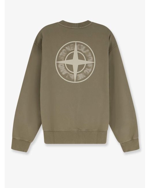 Stone Island Green Organic Cotton Sweatshirt With Logo Print for men
