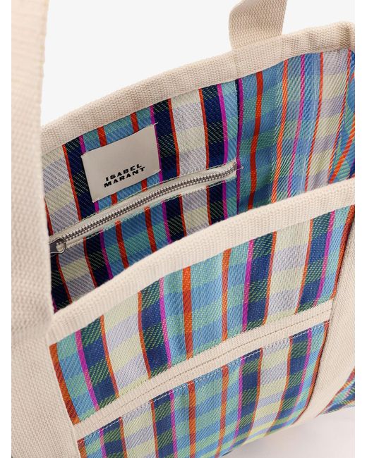 Isabel Marant Blue Darwen Nylon Shoulder Bag With Striped Pattern