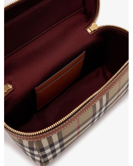 Burberry Brown Coated Canvas Vanity Check Crossbody Bag With Check Motif