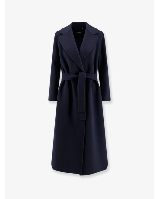Max Mara Blue Virgin Wool Poldo Coat