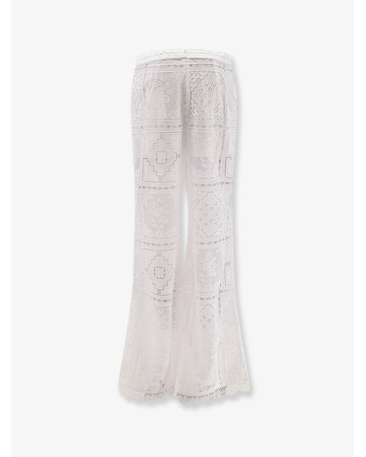 Zimmermann White Aster Embroidered Trousers
