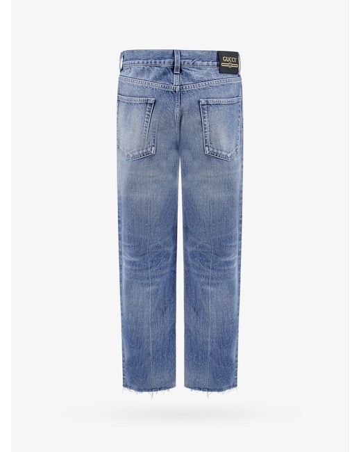 Gucci Blue Carrot Fit Cotton Jeans for men