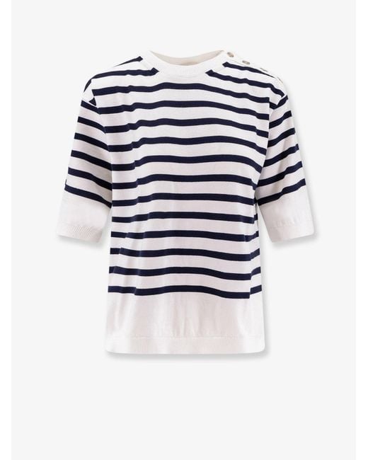 Semicouture Blue Striped Cotton Sweater
