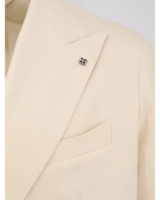 Tagliatore Natural Double-Breasted Linen Blazer for men