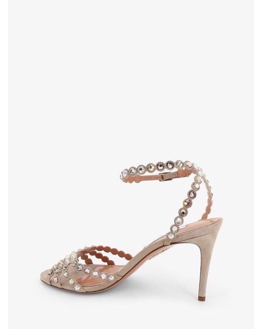Aquazzura White Tequila Sandals With Crystal Detail
