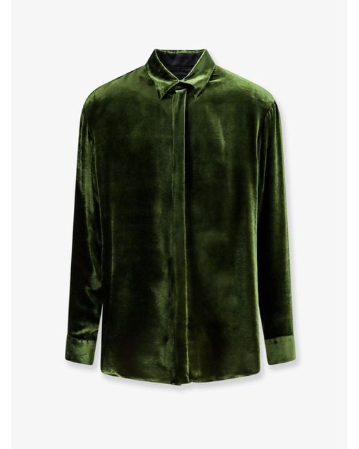 Giorgio Armani Green Viscose And Silk Blend Shirt for men