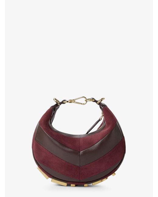 Fendi Purple Graphy Mini Leather Handbag With Metal Lettering Logo