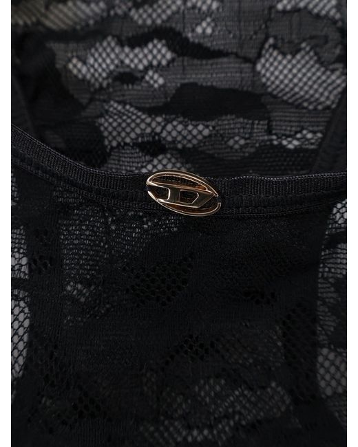 DIESEL Black Lace Bodysuit Top