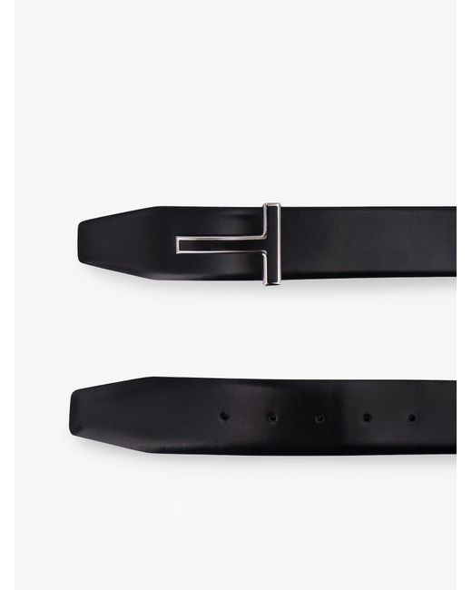 Tom Ford White Leather Belt With Enamelled Logo for men