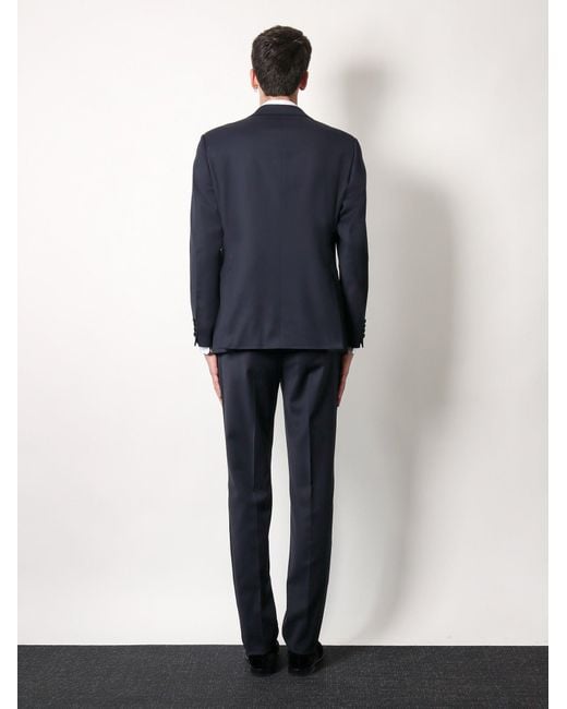 Giorgio Armani Blue Virgin Wool Smoking With Satin Profiles for men