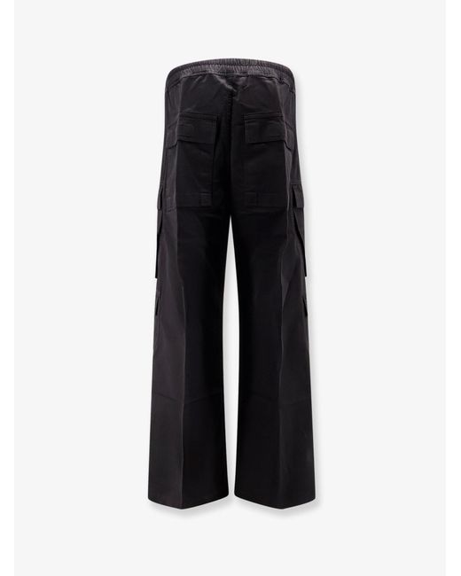 Rick Owens Black Double Cargo Jumbo Organic Cotton Trousers for men