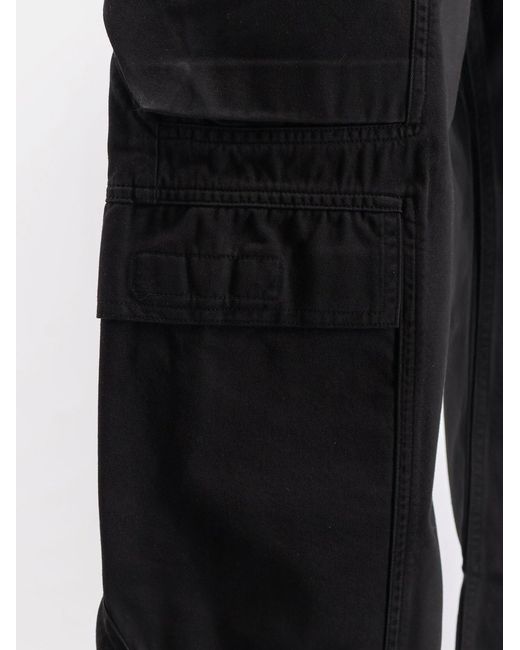 Rick Owens Black Double Cargo Organic Cotton Trousers for men