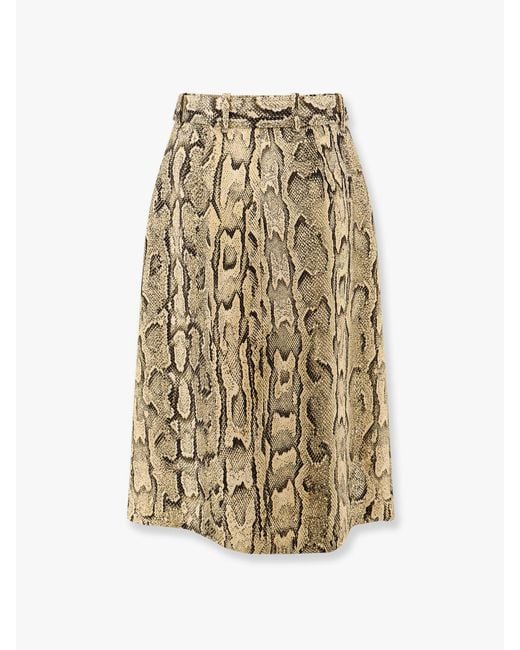 Dries Van Noten Natural Sheraz Viscose And Cotton Skirt With Reptile Print