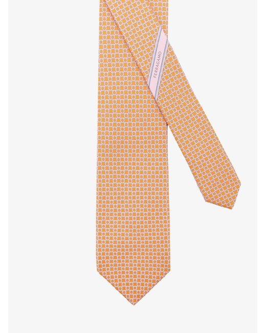 Ferragamo Pink Carato Silk Tie for men