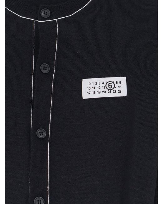 MM6 by Maison Margiela Blue Wool Blend Cardigan With Front Numeric Detail