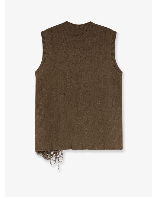 MM6 by Maison Margiela Green Wool Blend Vest With Used Effect for men