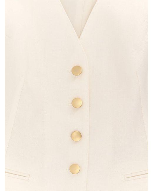Tagliatore White Giselle Linen Vest