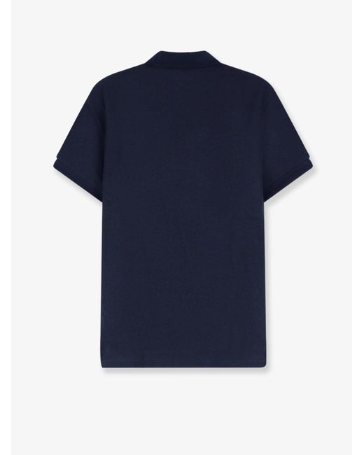 Burberry Blue Cotton Polo Shirt With Embroidered Logo for men