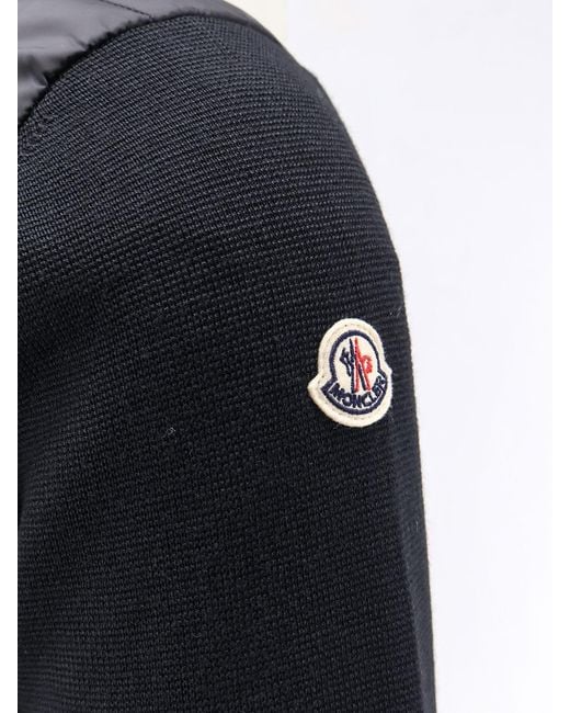 Moncler Black Down Jacket With Virgin Wool Blend Inserts for men