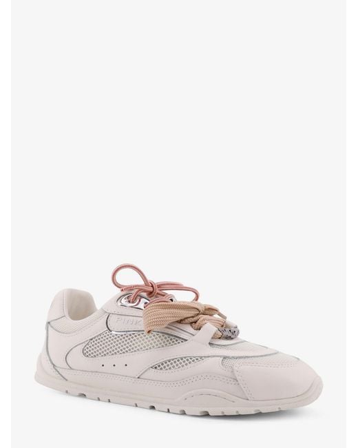 Pinko Pink Yulia Mesh Sneakers With Leather Inserts