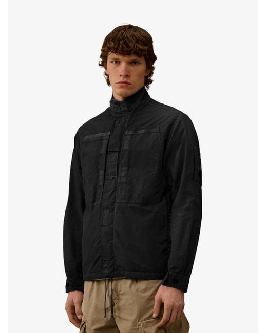 Giubbino Flatt Nylon Con Iconico Dettaglio Logo di C P Company in Black da Uomo