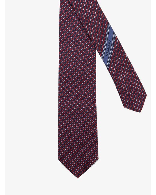 Ferragamo Purple Crema Silk Tie With Intreccio Print for men