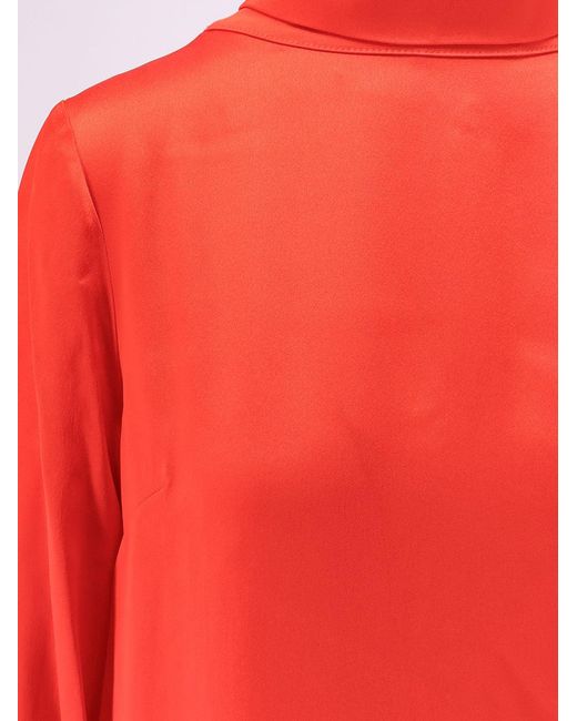 Semicouture Red Asymmetric Satin Dress