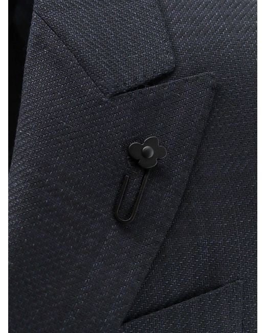 Lardini Blue Prince Of Wales Wool Blazer for men