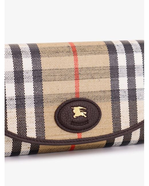 Burberry White Coated Canvas Wallet With Check Motif