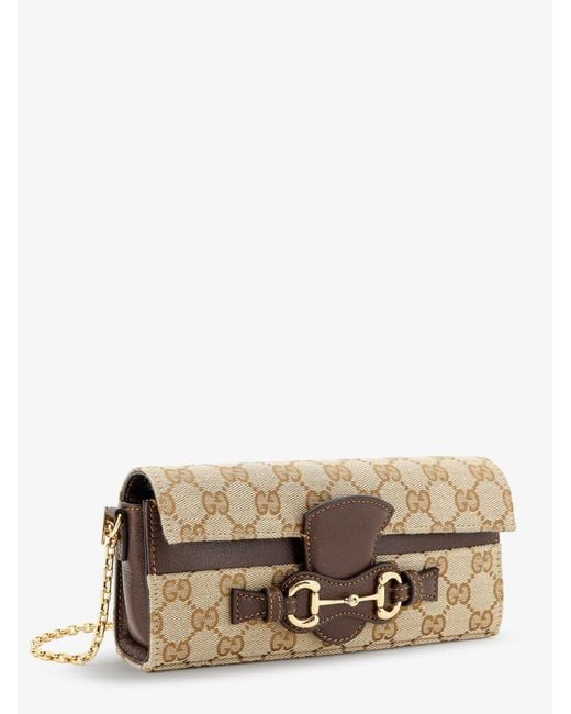 Gucci Brown Wallet With Chain And Horse Clip