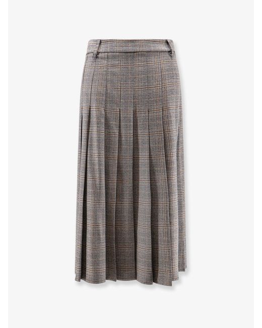 ACTUALEE Gray Pleated Tartan Skirt