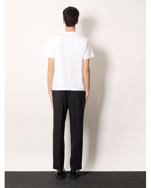 Gucci White Cotton T-Shirt With Frontal Web Band for men