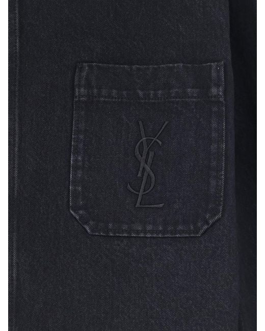Saint Laurent Blue Cassandre Denim Overshirt for men